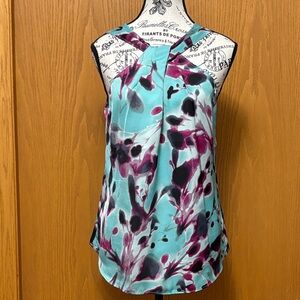 Le Chateau Floral Blouse - Teal and Purple